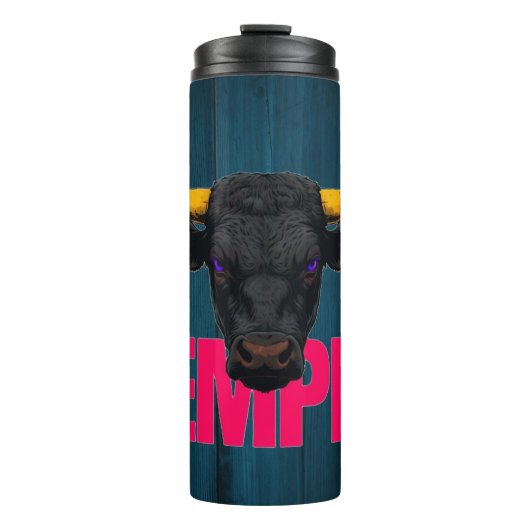 Typografie des Schwarzen Bullen Thermosbecher (Vorderseite)