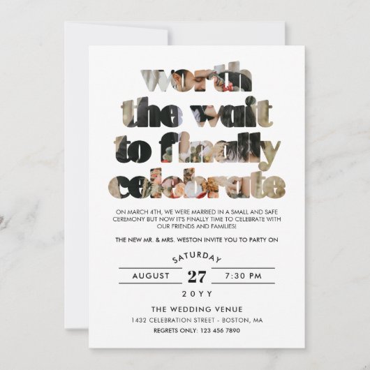 Typografie, die die "Wait Sequel Celebration Invit Einladung (Vorderseite)