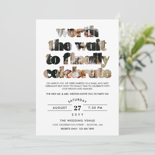 Typografie, die die "Wait Sequel Celebration Invit Einladung (Stehend Vorderseite)