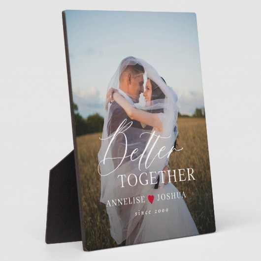 Typografie Drehbuch personalisiertes Paar Foto Fotoplatte (Seite)