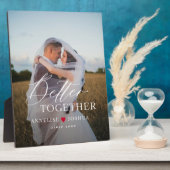 Typografie Drehbuch personalisiertes Paar Foto Fotoplatte (Seite)