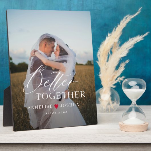 Typografie Drehbuch personalisiertes Paar Foto Fotoplatte (Seite)