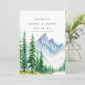 Typografie Editable Mountain Save The Date (Stehend Vorderseite)
