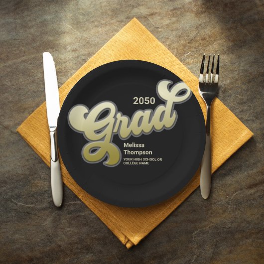 Typografie, einfache Skripte, Schwarz und Gold Pappteller