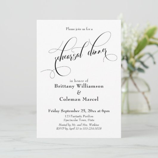 Typografie Einfaches Probe-Dinner Einladung (Stehend Vorderseite)