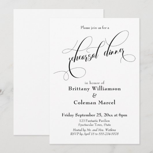 Typografie Einfaches Probe-Dinner Einladung (Vorne/Hinten)