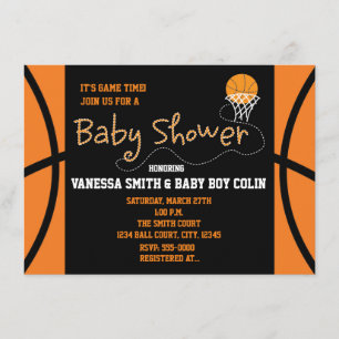 TYPOGRAFIE-EINLADUNG FÜR BABY-SHOWER MIT BASKETBAL EINLADUNG