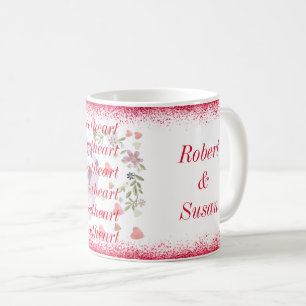 Typografie Eleganter Niedlicher Katzenherz Valenti Kaffeetasse