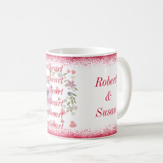 Typografie Eleganter Niedlicher Katzenherz Valenti Kaffeetasse (VorderseiteRechts)