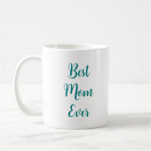 Typografie Elegantes Licht Aquamarin Beste Mama je Kaffeetasse (Links)