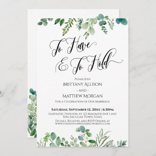 Typografie, Eukalyptus-Grüne Einladung (Vorne/Hinten)