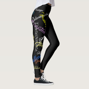 Typografie farbige Motivationswörter Leggings