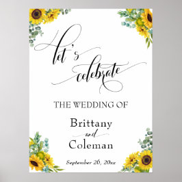 Typografie floral Let's Celebrate Sign Poster