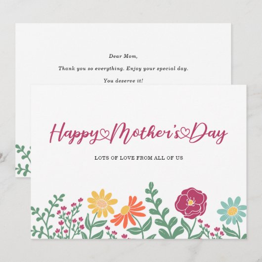 Typografie floraler Muttertag Karte (Vorne/Hinten)