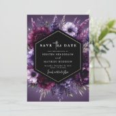 Typografie Florals Lila Blumenhochzeit Save The Date (Stehend Vorderseite)