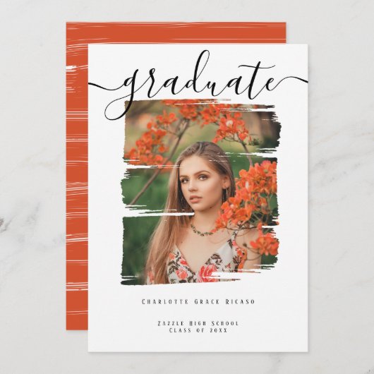 Typografie Foto Personalisiert Abschluss Einladung (Vorne/Hinten)