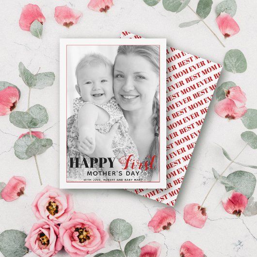 Typografie-Fotokarte des Red First Mother Day