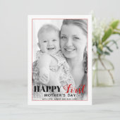 Typografie-Fotokarte des Red First Mother Day (Stehend Vorderseite)
