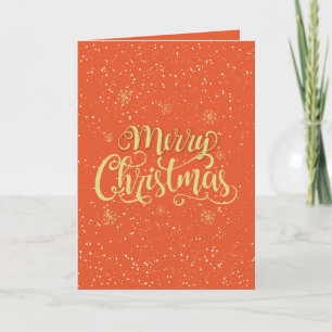 Typografie-frohe Weihnacht-Orange und Gold Feiertagskarte