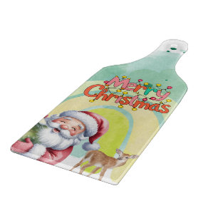 Typografie Frohe Weihnachten und Lichter & Hirsche Schneidebrett