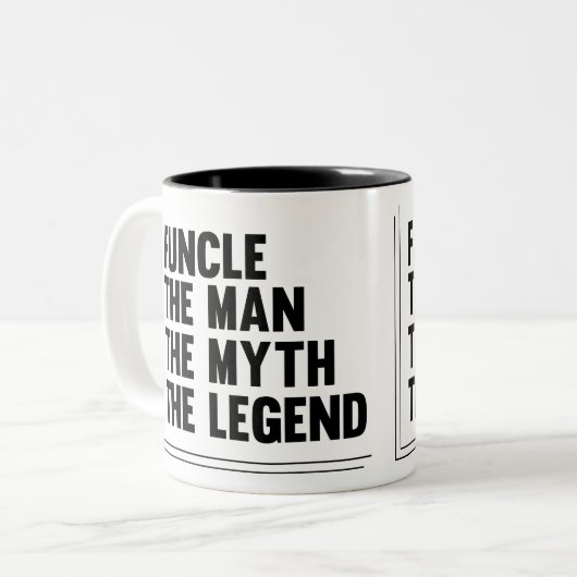 Typografie Funcle Tasse - der Mann der Mythos die (Vorderseite Links)