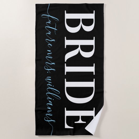 Typografie Future Frau Name Bride Blue Strandtuch (Vorderseite)