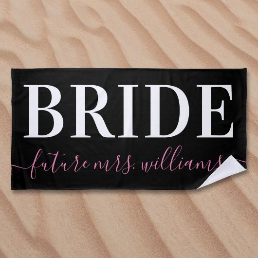 Typografie Future Frau Name Bride Pink Black Strandtuch