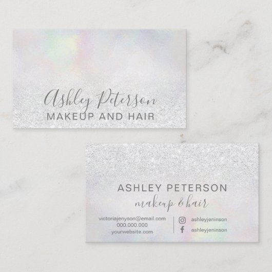 Typografie-Glitter-Perle Nacre des Makes-up Visitenkarte (Vorne/Hinten)
