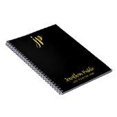 Typografie Gold Erstmalige Monogramm Name Schwarz Notizblock (Rechte Seite)