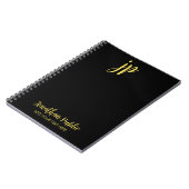 Typografie Gold Erstmalige Monogramm Name Schwarz Notizblock (Linke Seite)