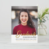 Typografie Gold Foto Abschluss Ankündigung (Stehend Vorderseite)