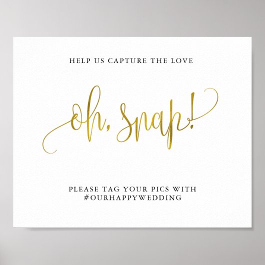 Typografie Gold Hochzeit oh Schnappfang die Liebe Poster (Vorne)