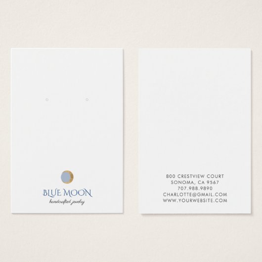 Typografie Gold Moon Earring Juwelier Display Card (Vorne & Hinten)