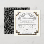 Typografie Gold Rahmen Art Deco Großartiger Gatsby Einladung (Vorne/Hinten)