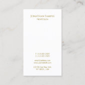 Typografie Gold Text Moderne Elegant Vertikal Visitenkarte (Rückseite)