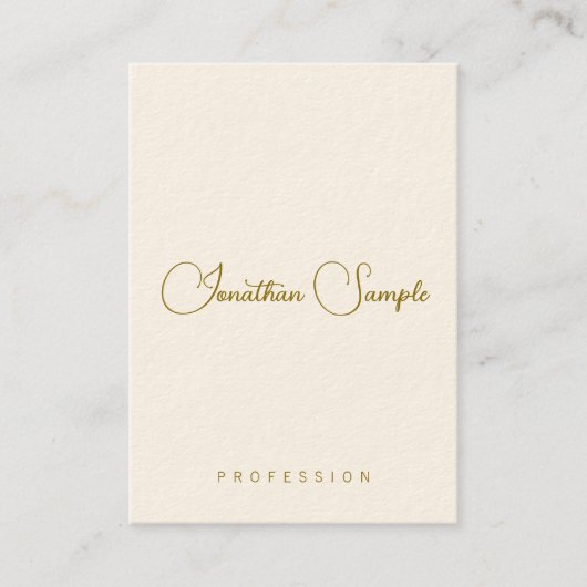 Typografie Gold Text Template Modern Vertikal Visitenkarte (Vorderseite)