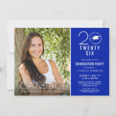 Typografie Grad Cap Royal Blue Einladung (Vorderseite)