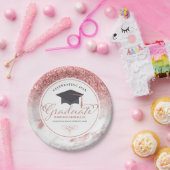 Typografie Graduate Rose-Gold Glitzer & Marmor Pappteller (Party)