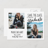 Typografie Graduate | Save the Date Modernes Foto Ankündigungspostkarte (Vorne/Hinten)