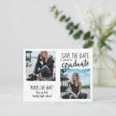 Typografie Graduate | Save the Date Modernes Foto Ankündigungspostkarte (Stehend Vorderseite)