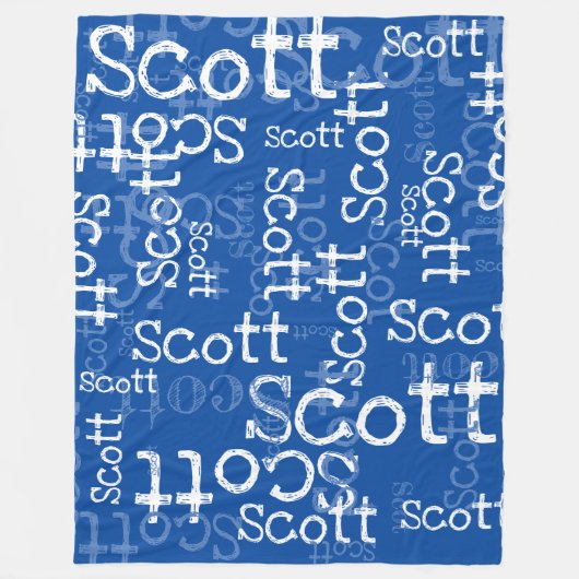 Typografie Graffiti Muster Name überall blau Fleecedecke (Vorderseite)