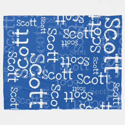 Typografie Graffiti Muster Name überall blau Fleecedecke (Vorderseite (Horizontal))