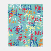 Typografie Graffiti-Name auf aquamarin blauem Grun Fleecedecke (Vorderseite)