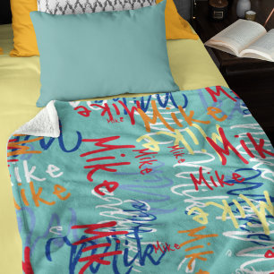 Typografie Graffiti-Name auf aquamarin blauem Grun Fleecedecke