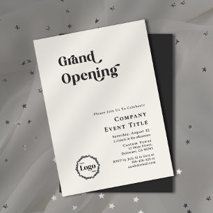 Typografie Grand Opening in Schwarz und Weiß Einladung