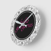 Typografie Hallo Gorgeous | Silver Bokeh Hot Pink Runde Wanduhr (Winkel)