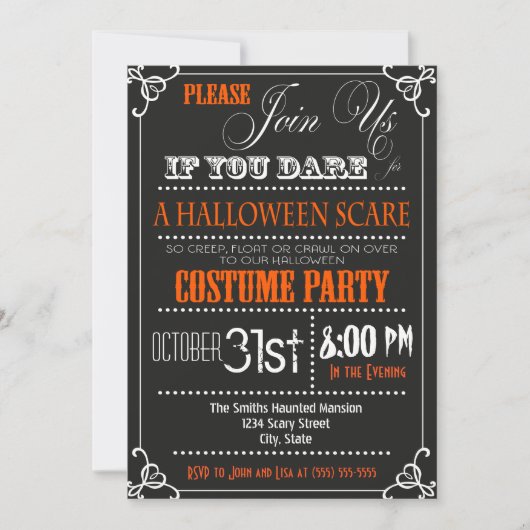 Typografie Halloween-Party Einladung (Vorderseite)