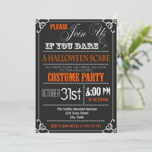 Typografie Halloween-Party Einladung (Stehend Vorderseite)