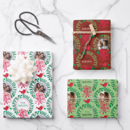  Typografie Happy Holidays Foto Wraath aus beiden  Geschenkpapier Set