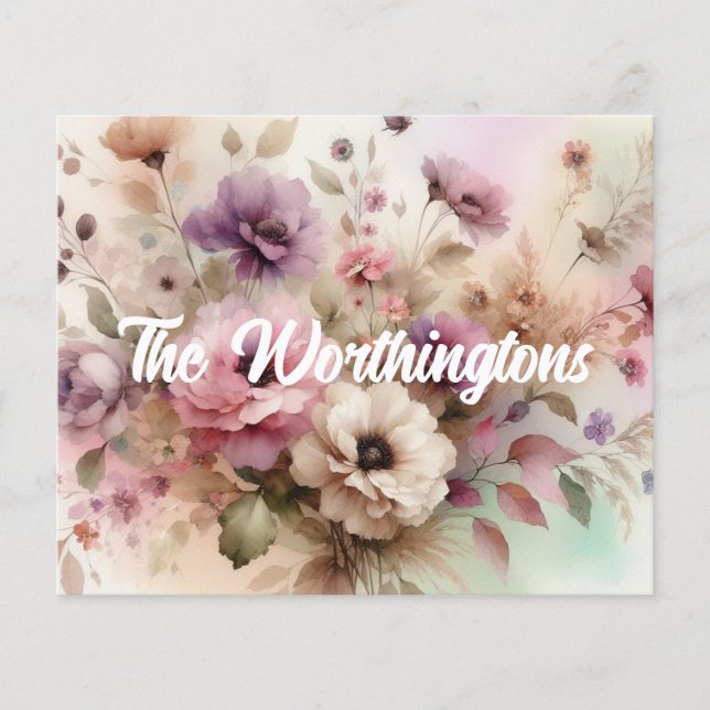 Typografie Herbstlaube und Blume Aquarell (Vorderseite)